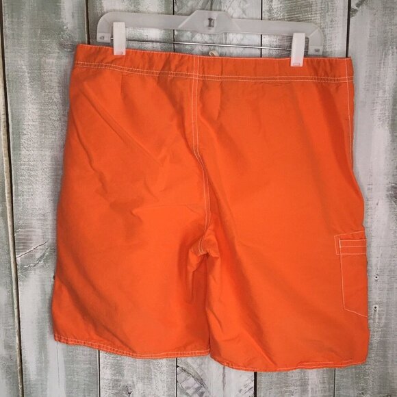 Polo Ralph Lauren Mens 34 Orange Swim Trunks Embroidered 3 Polo Players Unlined - Picture 5 of 8